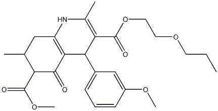 6-methyl 3-(2-propoxyethyl) 4-(3-methoxyphenyl)-2,7-dimethyl-5-oxo-1,4,5,6,7,8-hexahydroquinoline-3,6-dicarboxylate Struktur