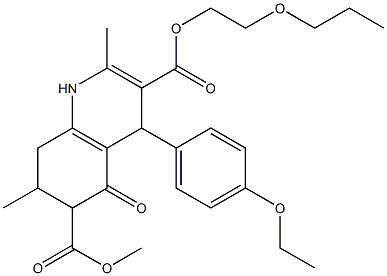 6-methyl 3-(2-propoxyethyl) 4-(4-ethoxyphenyl)-2,7-dimethyl-5-oxo-1,4,5,6,7,8-hexahydroquinoline-3,6-dicarboxylate Struktur