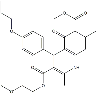 3-(2-methoxyethyl) 6-methyl 2,7-dimethyl-5-oxo-4-(4-propoxyphenyl)-1,4,5,6,7,8-hexahydroquinoline-3,6-dicarboxylate Struktur