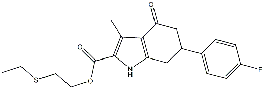 2-(ethylthio)ethyl 6-(4-fluorophenyl)-3-methyl-4-oxo-4,5,6,7-tetrahydro-1H-indole-2-carboxylate Struktur