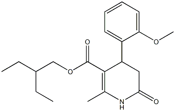 2-ethylbutyl 4-(2-methoxyphenyl)-2-methyl-6-oxo-1,4,5,6-tetrahydropyridine-3-carboxylate Struktur