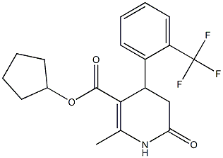 cyclopentyl 2-methyl-6-oxo-4-(2-(trifluoromethyl)phenyl)-1,4,5,6-tetrahydropyridine-3-carboxylate Struktur