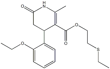 2-(ethylthio)ethyl 4-(2-ethoxyphenyl)-2-methyl-6-oxo-1,4,5,6-tetrahydropyridine-3-carboxylate Struktur