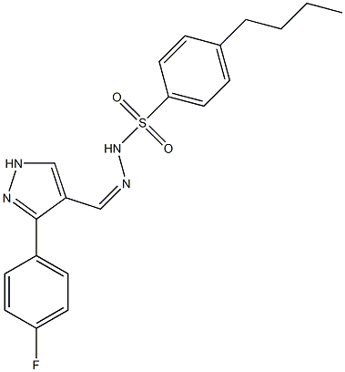 (Z)-4-butyl-N'-((3-(4-fluorophenyl)-1H-pyrazol-4-yl)methylene)benzenesulfonohydrazide Struktur