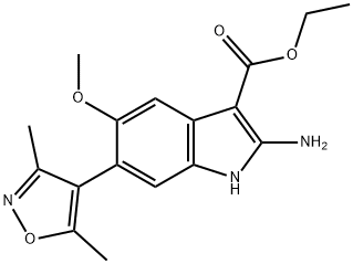 2-氨基-6-(3,5-二甲基異噁唑-4-基)-5-甲氧基-1H-吲哚-3-羧酸乙酯 結(jié)構(gòu)式