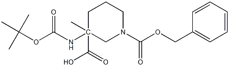 1-benzyl 3-methyl 3-((tert-butoxycarbonyl)amino)piperidine-1,3-dicarboxylate Struktur