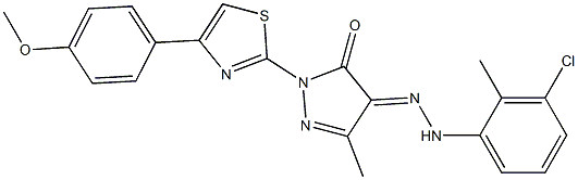 4-[(3-chloro-2-methylphenyl)hydrazono]-2-[4-(4-methoxyphenyl)-1,3-thiazol-2-yl]-5-methyl-2,4-dihydro-3H-pyrazol-3-one Struktur