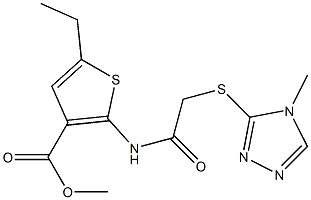 methyl 5-ethyl-2-(2-((4-methyl-4H-1,2,4-triazol-3-yl)thio)acetamido)thiophene-3-carboxylate Struktur