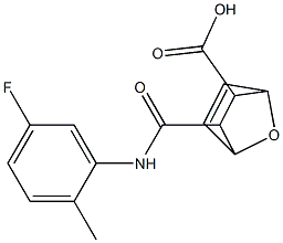 3-((5-fluoro-2-methylphenyl)carbamoyl)-7-oxabicyclo[2.2.1]hept-5-ene-2-carboxylic acid Struktur