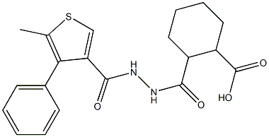 2-(2-(5-methyl-4-phenylthiophene-3-carbonyl)hydrazinecarbonyl)cyclohexanecarboxylic acid Struktur