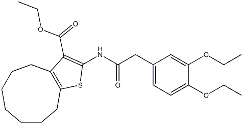 ethyl 2-(2-(3,4-diethoxyphenyl)acetamido)-5,6,7,8,9,10-hexahydro-4H-cyclonona[b]thiophene-3-carboxylate Struktur