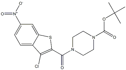 tert-butyl 4-(3-chloro-6-nitrobenzo[b]thiophene-2-carbonyl)piperazine-1-carboxylate Struktur