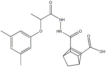 3-(2-(2-(3,5-dimethylphenoxy)propanoyl)hydrazinecarbonyl)bicyclo[2.2.1]hept-5-ene-2-carboxylic acid Struktur