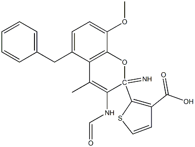 methyl 5-benzyl-2-(2-imino-8-methoxy-2H-chromene-3-carboxamido)thiophene-3-carboxylate Struktur