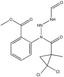 methyl 2-(2-(2,2-dichloro-1-methylcyclopropanecarbonyl)hydrazinecarboxamido)benzoate Struktur