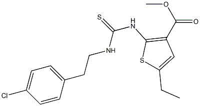 methyl 2-(3-(4-chlorophenethyl)thioureido)-5-ethylthiophene-3-carboxylate Struktur