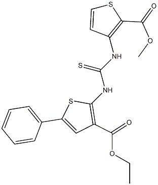 methyl 3-(3-(3-(ethoxycarbonyl)-5-phenylthiophen-2-yl)thioureido)thiophene-2-carboxylate Struktur