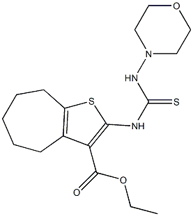 ethyl 2-(3-morpholinothioureido)-5,6,7,8-tetrahydro-4H-cyclohepta[b]thiophene-3-carboxylate Struktur