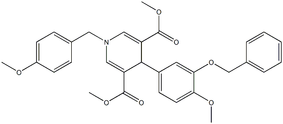 dimethyl 4-(3-(benzyloxy)-4-methoxyphenyl)-1-(4-methoxybenzyl)-1,4-dihydropyridine-3,5-dicarboxylate Struktur