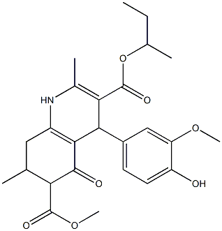 3-sec-butyl 6-methyl 4-(4-hydroxy-3-methoxyphenyl)-2,7-dimethyl-5-oxo-1,4,5,6,7,8-hexahydroquinoline-3,6-dicarboxylate Struktur