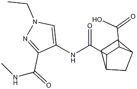 3-((1-ethyl-3-(methylcarbamoyl)-1H-pyrazol-4-yl)carbamoyl)bicyclo[2.2.1]heptane-2-carboxylic acid Struktur