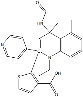 ethyl 4,5-dimethyl-2-(2-(pyridin-4-yl)quinoline-4-carboxamido)thiophene-3-carboxylate Struktur