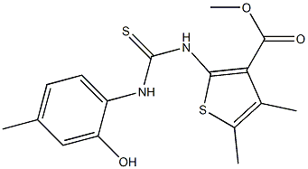 methyl 2-(3-(2-hydroxy-4-methylphenyl)thioureido)-4,5-dimethylthiophene-3-carboxylate Struktur