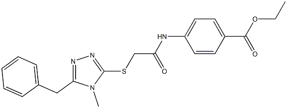 ethyl 4-(2-((5-benzyl-4-methyl-4H-1,2,4-triazol-3-yl)thio)acetamido)benzoate Struktur