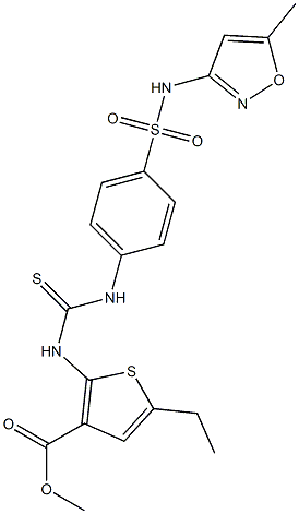 methyl 5-ethyl-2-(3-(4-(N-(5-methylisoxazol-3-yl)sulfamoyl)phenyl)thioureido)thiophene-3-carboxylate Struktur