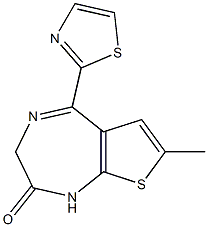 (E)-7-methyl-5-(thiazol-2-yl)-1H-thieno[2,3-e][1,4]diazepin-2(3H)-one Struktur