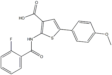 2-(2-fluorobenzamido)-5-(4-methoxyphenyl)thiophene-3-carboxylic acid Struktur