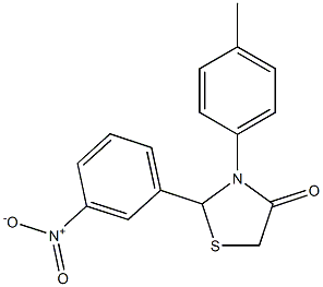 2-(3-nitrophenyl)-3-p-tolylthiazolidin-4-one Struktur