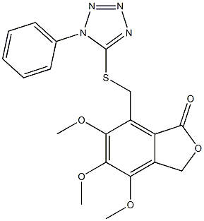 4,5,6-trimethoxy-7-{[(1-phenyl-1H-tetrazol-5-yl)thio]methyl}-2-benzofuran-1(3H)-one Struktur