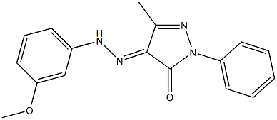 4-[(3-methoxyphenyl)hydrazono]-5-methyl-2-phenyl-2,4-dihydro-3H-pyrazol-3-one Struktur