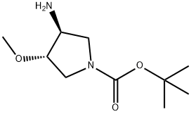 (3S,4S)-3-Amino-4-methoxy-pyrrolidine-1-carboxylic acid tert-butyl ester Struktur