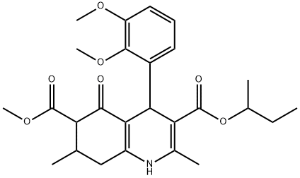 3-sec-butyl 6-methyl 4-(2,3-dimethoxyphenyl)-2,7-dimethyl-5-oxo-1,4,5,6,7,8-hexahydroquinoline-3,6-dicarboxylate Struktur