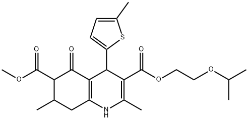 3-(2-isopropoxyethyl) 6-methyl 2,7-dimethyl-4-(5-methylthiophen-2-yl)-5-oxo-1,4,5,6,7,8-hexahydroquinoline-3,6-dicarboxylate Struktur