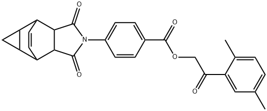 2-(2,5-dimethylphenyl)-2-oxoethyl 4-(1,3-dioxo-3,3a,4,4a,5,5a,6,6a-octahydro-4,6-ethenocyclopropa[f]isoindol-2(1H)-yl)benzoate Struktur