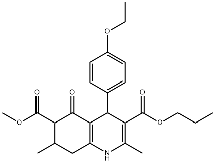 6-methyl 3-propyl 4-(4-ethoxyphenyl)-2,7-dimethyl-5-oxo-1,4,5,6,7,8-hexahydroquinoline-3,6-dicarboxylate Struktur