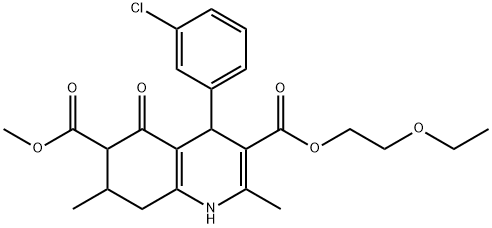 3-(2-ethoxyethyl) 6-methyl 4-(3-chlorophenyl)-2,7-dimethyl-5-oxo-1,4,5,6,7,8-hexahydroquinoline-3,6-dicarboxylate Struktur