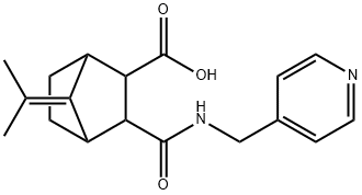 7-(propan-2-ylidene)-3-((pyridin-4-ylmethyl)carbamoyl)bicyclo[2.2.1]heptane-2-carboxylic acid Struktur