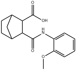 3-((2-methoxyphenyl)carbamoyl)bicyclo[2.2.1]heptane-2-carboxylic acid Struktur