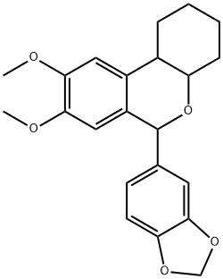 6-(1,3-benzodioxol-5-yl)-8,9-dimethoxy-2,3,4,4a,6,10b-hexahydro-1H-benzo[c]chromene Struktur