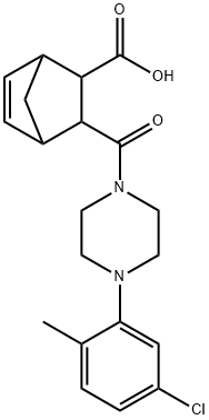 3-(4-(5-chloro-2-methylphenyl)piperazine-1-carbonyl)bicyclo[2.2.1]hept-5-ene-2-carboxylic acid Struktur