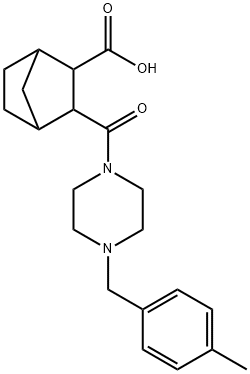 3-(4-(4-methylbenzyl)piperazine-1-carbonyl)bicyclo[2.2.1]heptane-2-carboxylic acid Struktur