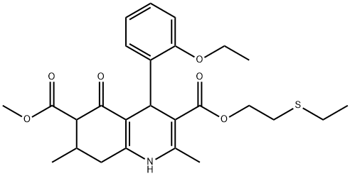 3-(2-(ethylthio)ethyl) 6-methyl 4-(2-ethoxyphenyl)-2,7-dimethyl-5-oxo-1,4,5,6,7,8-hexahydroquinoline-3,6-dicarboxylate Struktur