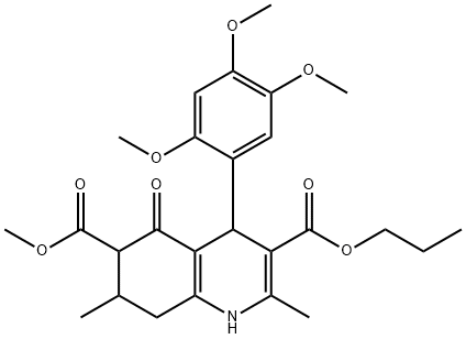 6-methyl 3-propyl 2,7-dimethyl-5-oxo-4-(2,4,5-trimethoxyphenyl)-1,4,5,6,7,8-hexahydroquinoline-3,6-dicarboxylate Struktur