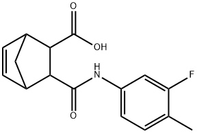 3-((3-fluoro-4-methylphenyl)carbamoyl)bicyclo[2.2.1]hept-5-ene-2-carboxylic acid Struktur