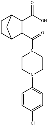 3-(4-(4-chlorophenyl)piperazine-1-carbonyl)bicyclo[2.2.1]heptane-2-carboxylic acid Struktur