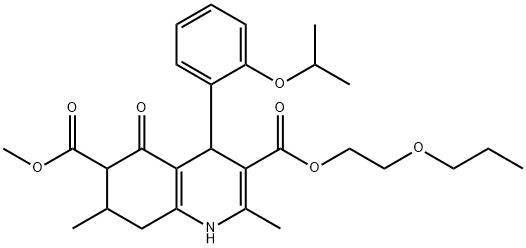 6-methyl 3-(2-propoxyethyl) 4-(2-isopropoxyphenyl)-2,7-dimethyl-5-oxo-1,4,5,6,7,8-hexahydroquinoline-3,6-dicarboxylate Struktur